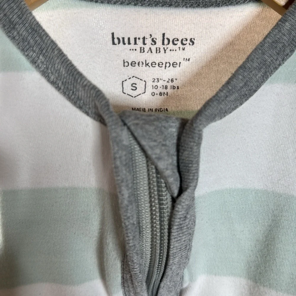 Burt's Bees Baby Beekeeper Blanket Organic Cotton Seaglass Rugby Stripe Sz Small